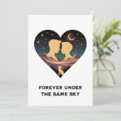 Kosmische liefdesgeschiedenis met hartliefhebbers bedankkaart (Staand voorkant)