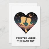 Kosmische liefdesgeschiedenis met hartliefhebbers bedankkaart (Voorkant / Achterkant)