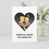 Kosmische liefdesgeschiedenis met hartliefhebbers  bedankkaart (Staand voorkant)