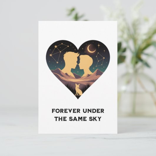 Kosmische liefdesgeschiedenis met hartliefhebbers  bedankkaart (Staand voorkant)