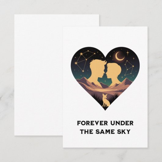 Kosmische liefdesgeschiedenis met hartliefhebbers bedankkaart (Voorkant / Achterkant)