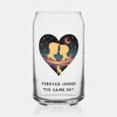 Kosmische liefdesgeschiedenis met hartliefhebbers  blikvorm glas (Achterkant)