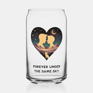 Kosmische liefdesgeschiedenis met hartliefhebbers  blikvorm glas