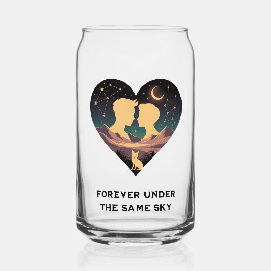 Kosmische liefdesgeschiedenis met hartliefhebbers  blikvorm glas (Achterkant)