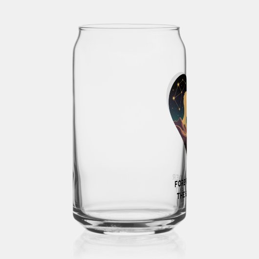 Kosmische liefdesgeschiedenis met hartliefhebbers  blikvorm glas (Links)