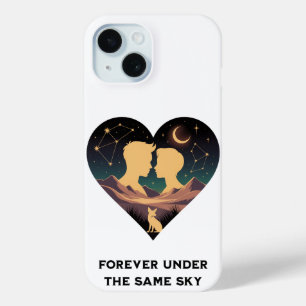 Kosmische liefdesgeschiedenis met hartliefhebbers iPhone 15 case
