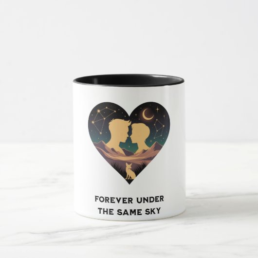 Kosmische liefdesgeschiedenis met hartliefhebbers  mok (Midden)