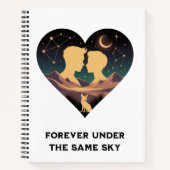 Kosmische liefdesgeschiedenis met hartliefhebbers notitieboek (Voorkant)