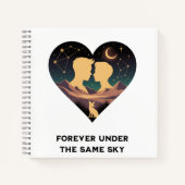 Kosmische liefdesgeschiedenis met hartliefhebbers notitieboek (Voorkant)