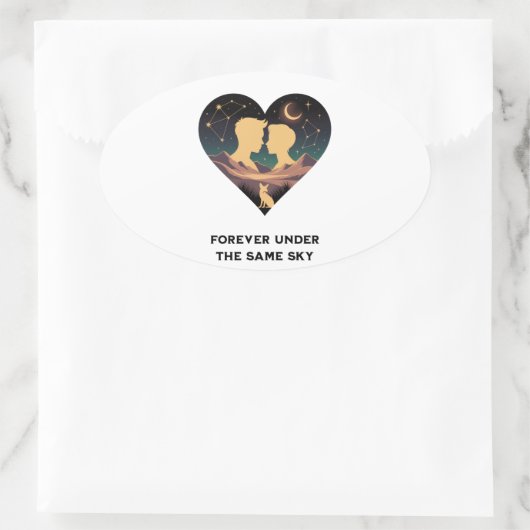 Kosmische liefdesgeschiedenis met hartliefhebbers ovale sticker (Tas)