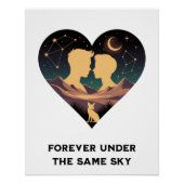 Kosmische liefdesgeschiedenis met hartliefhebbers  perfect poster (Voorkant)