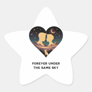 Kosmische liefdesgeschiedenis met hartliefhebbers ster sticker