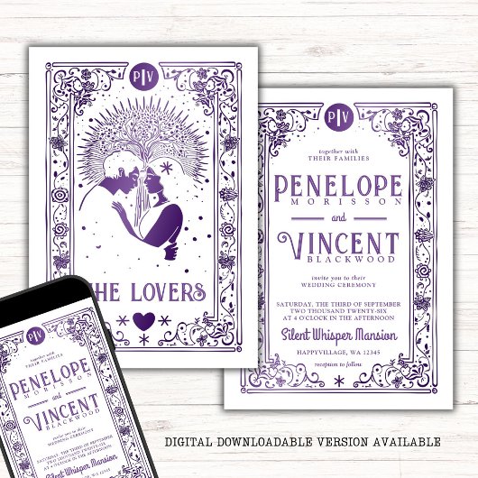 Kosmische liefhebbers | Tarot Bruiloft Kaart