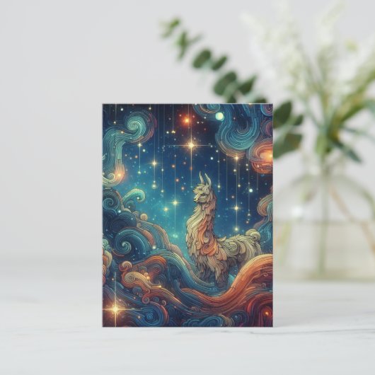 Kosmische Llama in het Sky Briefkaart (Staand voorkant)