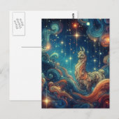 Kosmische Llama in het Sky Briefkaart (Voorkant / Achterkant)