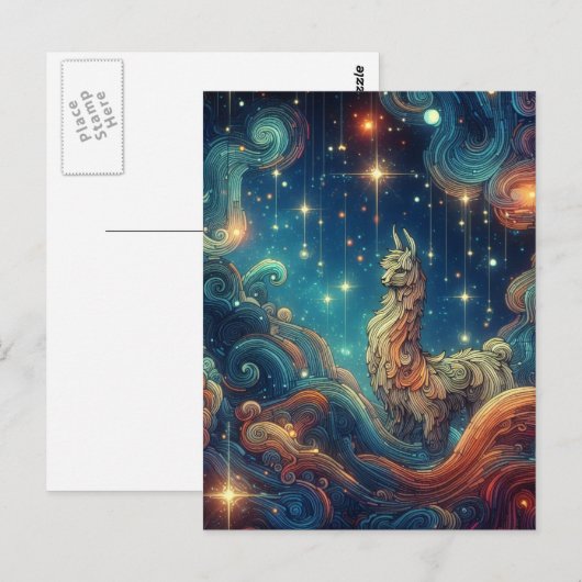 Kosmische Llama in het Sky Briefkaart (Voorkant / Achterkant)