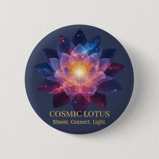 Kosmische Lotusbloem | Galaxy Bloom Energie Ronde Button 5,7 Cm (Voorkant)