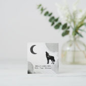 ** Kosmische Maan Howling Wolf Lunar Shaman Vierkante Visitekaartje (Staand voorkant)