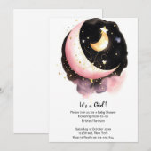 Kosmische Maan Sterren Waterverf Meisje Baby showe Kaart (Voorkant / Achterkant)