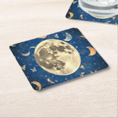 Kosmische Maanfase Papier Onderzetter Set (Schuin)