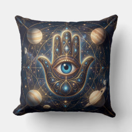 Kosmische marine goud hemelse Hamsa boze oog Kussen