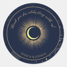 Kosmische marineblauw mystieke Sterrennacht Ronde Sticker