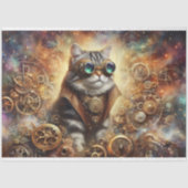 Kosmische Mechanische Kat Droomwereld Decoupage Tissuepapier (Voorkant)