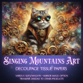 Kosmische Mechanische Kat Droomwereld Découpage Tissuepapier