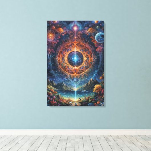 "Kosmische meditatie" Canvas Afdruk (Insitu (Houten vloer))