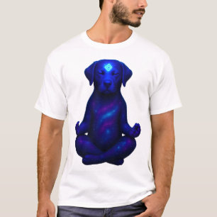 Kosmische Mediterende Hond met Stralende Derde Oog T-shirt