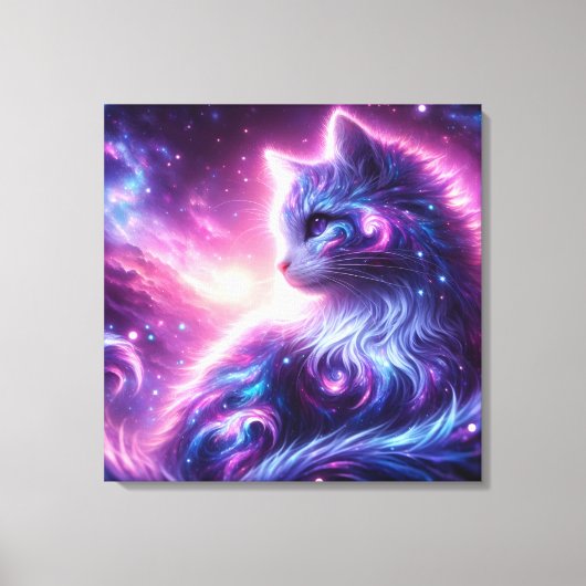 Kosmische Melkweg Mystieke Katachtige Hemelse Canvas Afdruk (Voorkant)