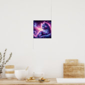 Kosmische Melkweg Mystieke Katachtige Hemelse Poster (Keuken)