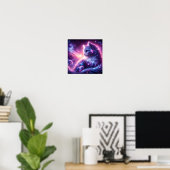 Kosmische Melkweg Mystieke Katachtige Hemelse Poster (Thuiskantoor)