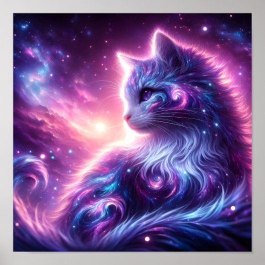 Kosmische Melkweg Mystieke Katachtige Hemelse Poster (Voorkant)