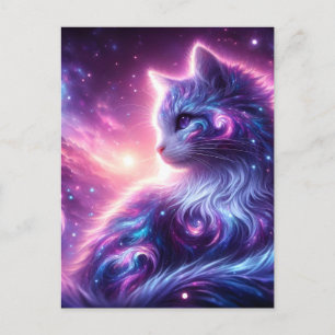 Kosmische Melkweg Mystieke Katten Hemels Feestdagenkaart