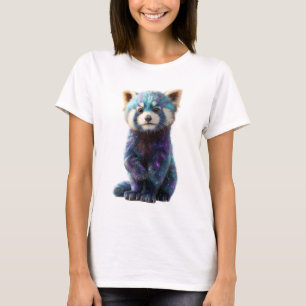 Kosmische Melkweg Nevel Rode Panda Portret Vrouwen T-shirt