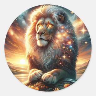 Kosmische Melkweg Ruimte Leeuw Leo Kracht Astrolog Ronde Sticker