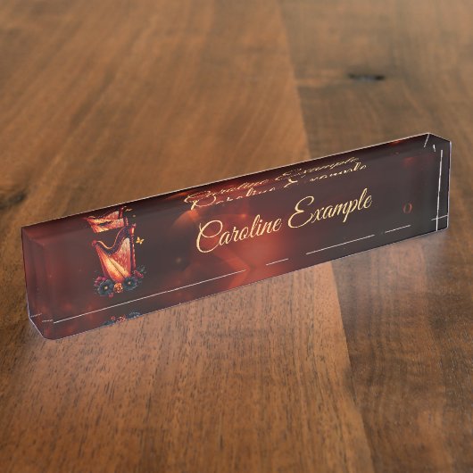 Kosmische melodie, de magie van de harp. naambordje (Zijkant)