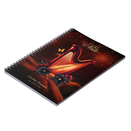 Kosmische melodie, de magie van de harp. notitieboek (Linkerzijde)