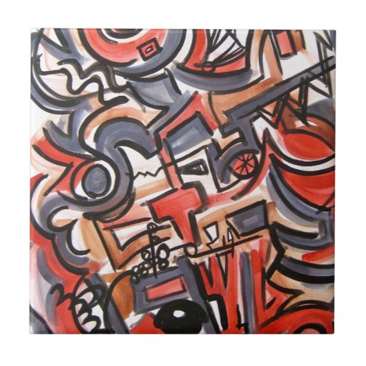 Kosmische, met de hand getekende Abstracte geometr Tegeltje (Voorkant)