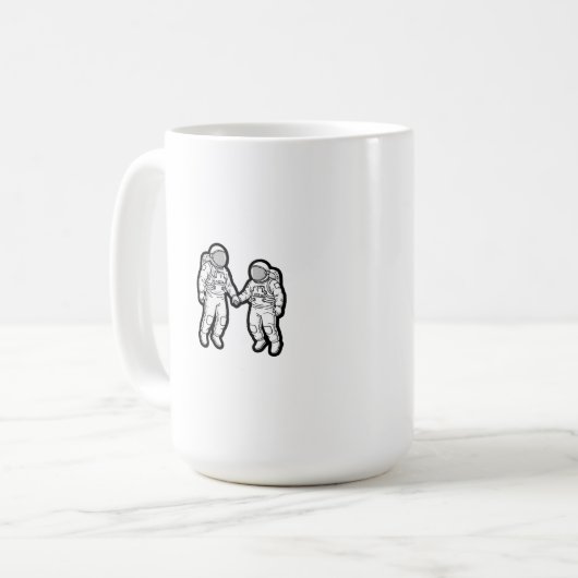 Kosmische metgezellen - Astronauten houden handen  Koffiemok (Voorkant links)