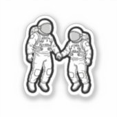 Kosmische metgezellen - Astronauten houden handen  Sticker (Voorkant)