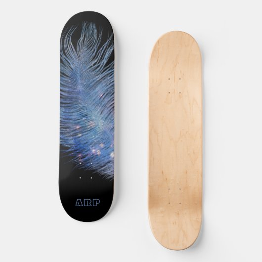 *~* Kosmische Midnight Sky Pastel Feather Boho Persoonlijk Skateboard (Voorkant)
