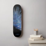*~* Kosmische Midnight Sky Pastel Feather Boho Persoonlijk Skateboard<br><div class="desc">* Energetisch Verbeterde Magische Mystieke Kosmische Hemelse Boheemse Zigeuner Rustiek Verbluffend mooi donker Midnight Navy Blue Waterverf sky achtergrond en sprankelende hemelse veren ontwerp. De magische vibe veer is zeer licht en fluisterend. * Pas/personaliseer met uw INITIALEN/MONOGRAM of NAAM aan. Gebruik de ontwerper ook om te spelen met het lettertype...</div>