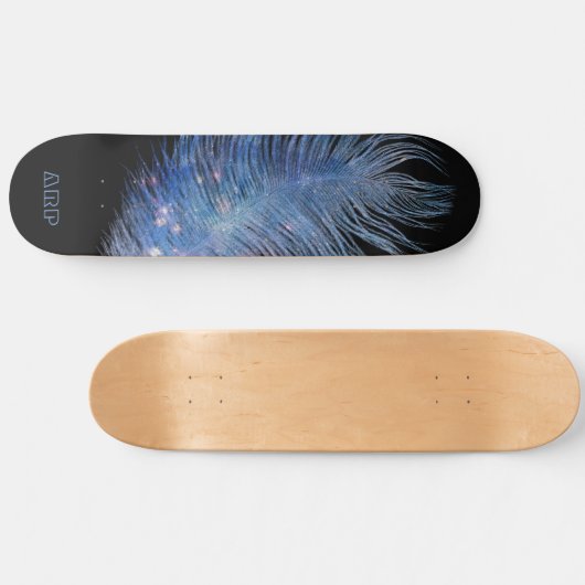 *~* Kosmische Midnight Sky Pastel Feather Boho Persoonlijk Skateboard (Horizontaal)