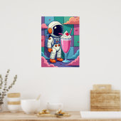 Kosmische milkshake - Retro Pop Art Astronaut Poster (Keuken)