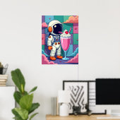 Kosmische milkshake - Retro Pop Art Astronaut Poster (Thuiskantoor)