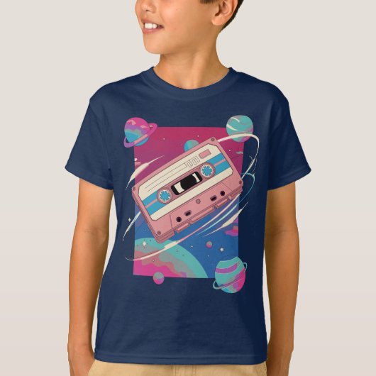 Kosmische Mixtape - Retro Cassette Drijvend in de  T-shirt (Voorkant)