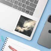 Kosmische monochrome visies: zwart-wit heelal sticker (Laptop met iPhone)