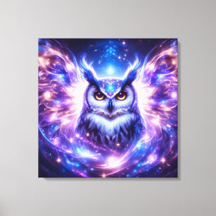 Kosmische Mystieke Wijsheid Hemelse Spirituele Uil Canvas Afdruk